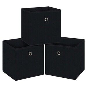 Black Foldable Storage Cubes Bins ,11 Inch Cloth Storage Cube Fabric Storage ...